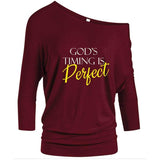 God's Timing is Perfect - Off the Shoulder - Heart of Gold