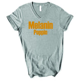 Melanin Poppin - Unisex V-Neck T-Shirt - Heart of Gold