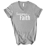 Courageous Faith - Unisex V-Neck - Heart of Gold