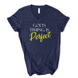 God's Timing is Perfect - Unisex V-Neck - Heart of Gold