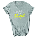 God's Timing is Perfect - Unisex V-Neck - Heart of Gold